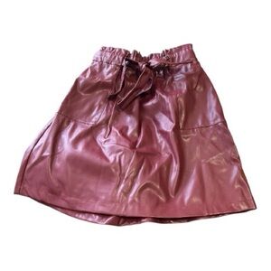Chic A-Line Faux Leather Skirt in Deep Burgundy